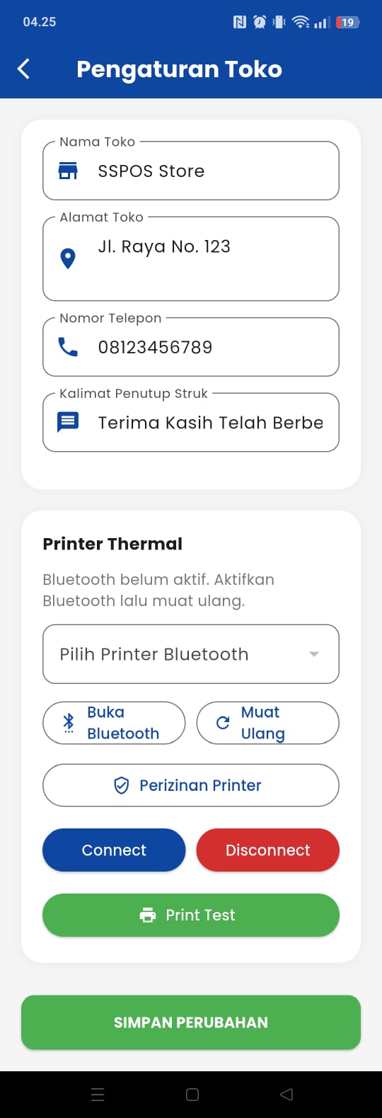 Pengaturan Toko SSPOS
